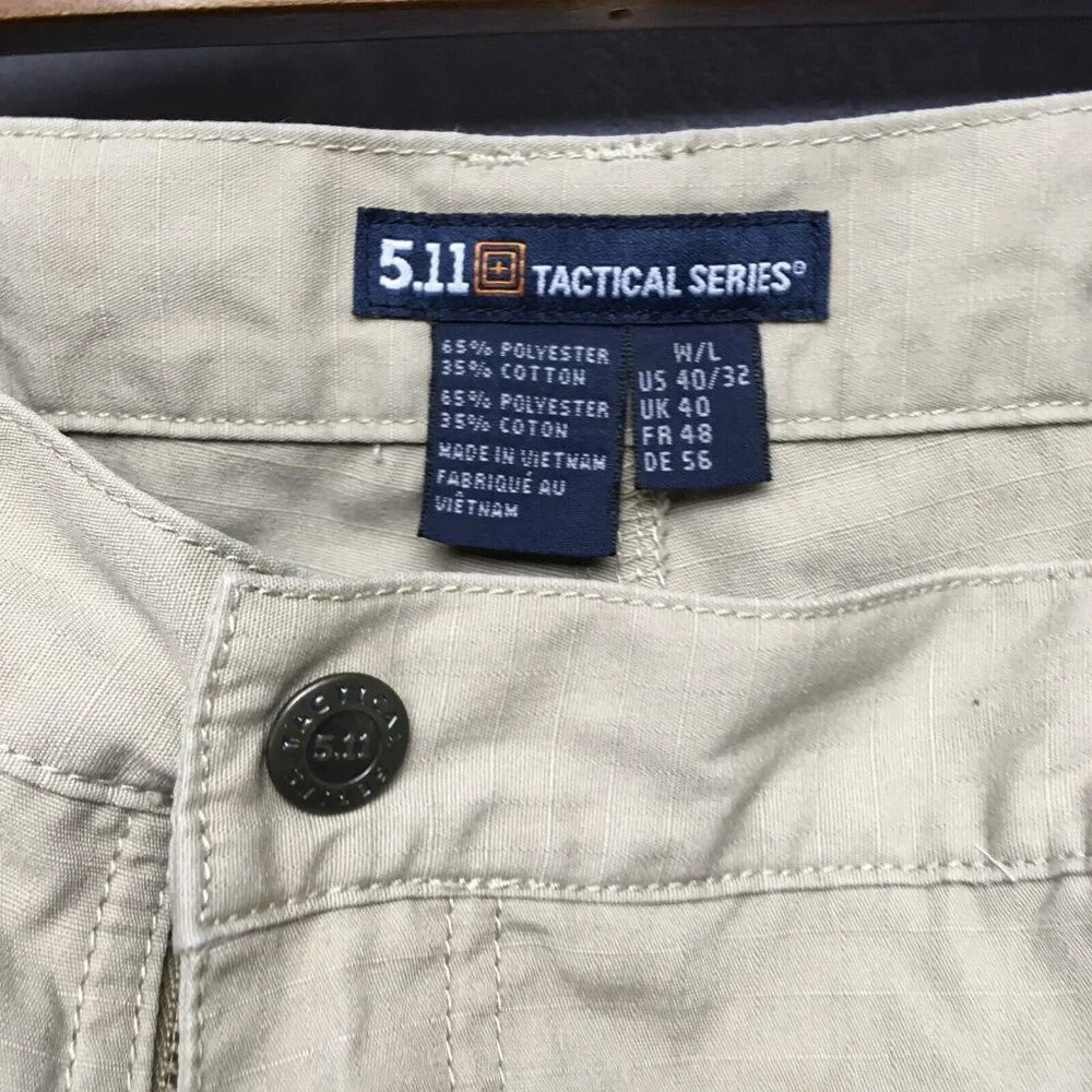 5.11 Tactical Men Cargo Pants size 40x32 Tan D Ring Pockets Tech Trades EMT Work